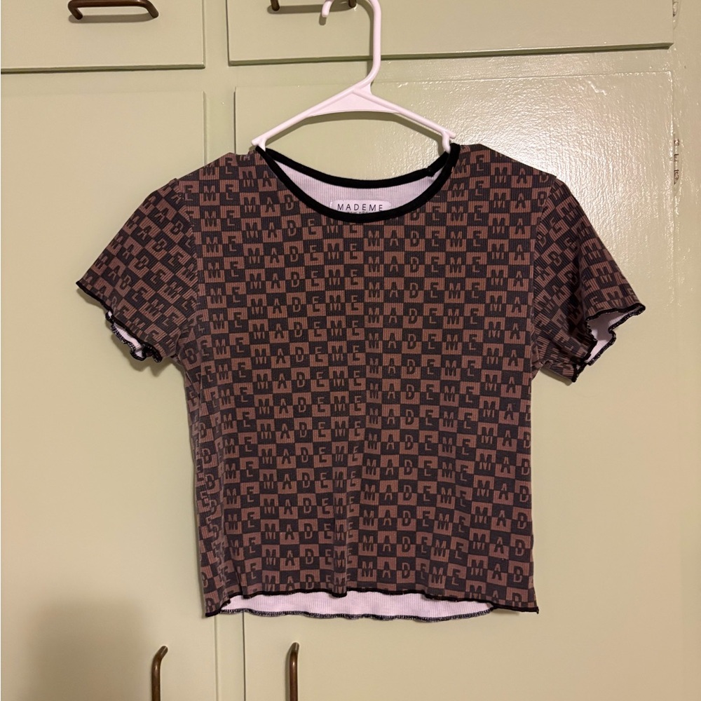 Mademe Black and Brown Logo Crop Top